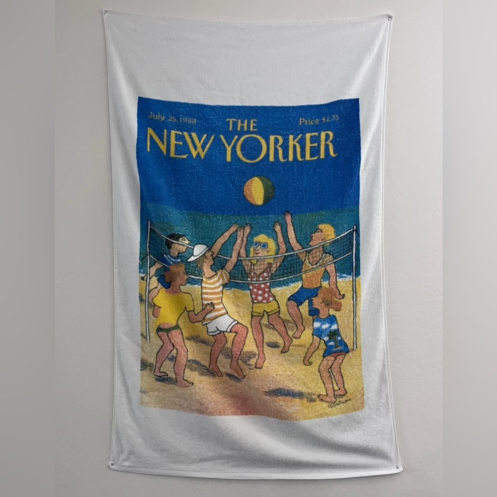 VTG The New Yorker Beach Towel July 25 1988 Cover - Volleyball Scene